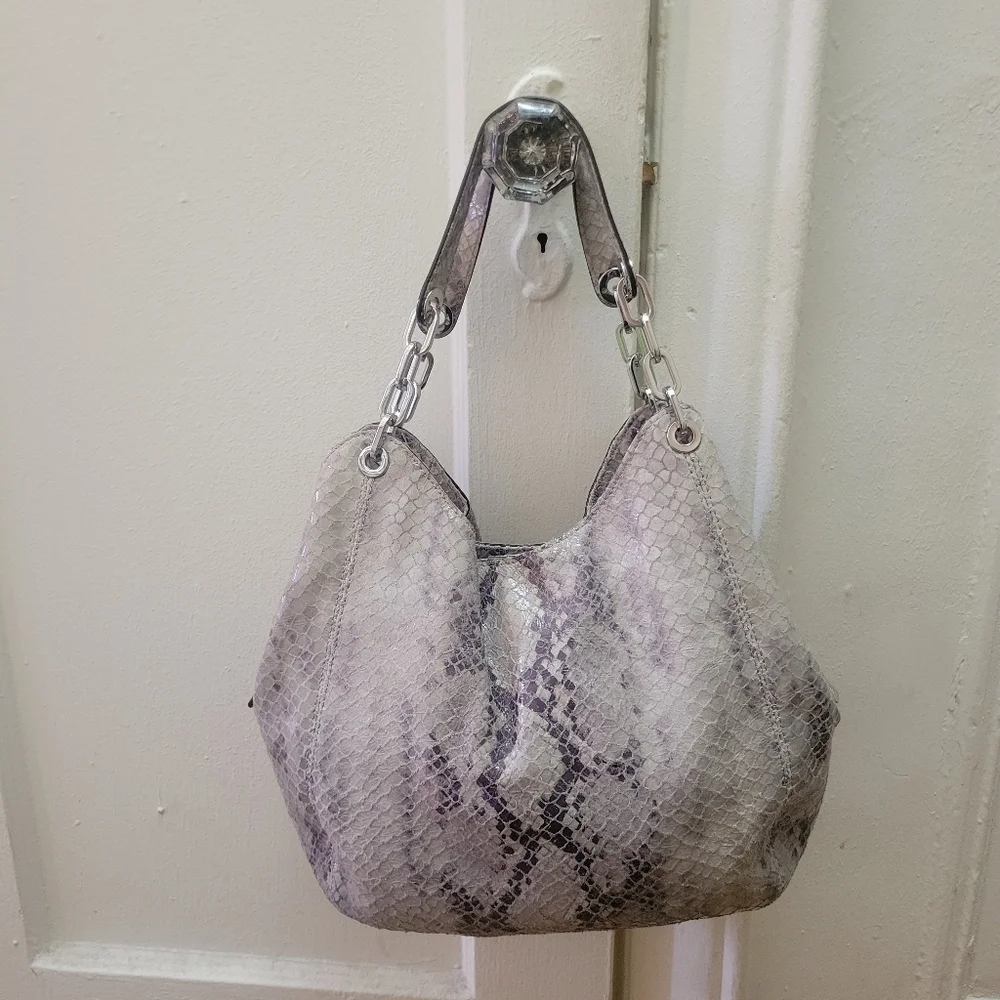 Michael Kors Lillie Large Snakeskin Slouchy Hobo Bag‎ Like New Everyday Luxury - Picture 2 of 11